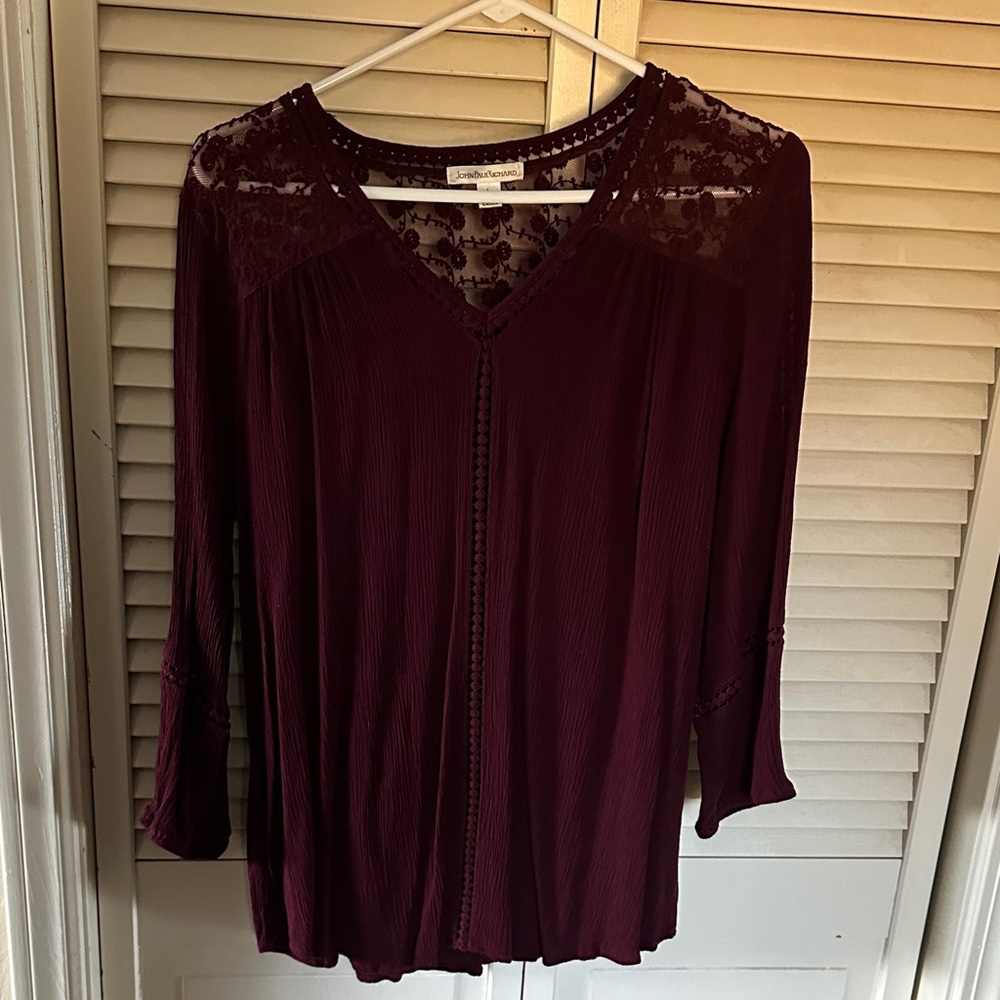 JohnPaulRichard from Stitch Fix Burgundy Lace Blouse